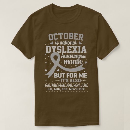 October is Dyslexia Awareness Month Shirt Silver R (Design voorkant)