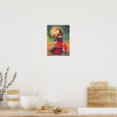 October Maan Heks Kat Halloween Illustratie Poster (Keuken)