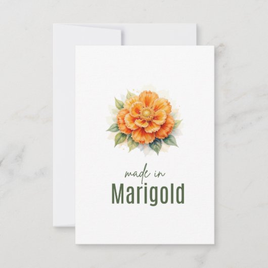 October Marigold  Birth Flower Flat Thank You Card Bedankkaart (Voorkant)