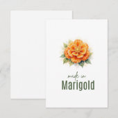 October Marigold  Birth Flower Flat Thank You Card Bedankkaart (Voorkant / Achterkant)
