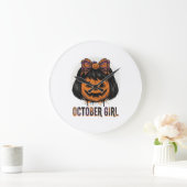 October Meisje Pompoen Boog Halloween Vector Ontwe Grote Klok (Huis)
