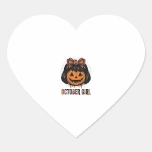 October Meisje Pompoen Boog Halloween Vector Ontwe Hart Sticker