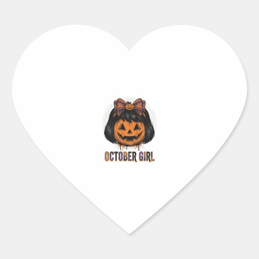 October Meisje Pompoen Boog Halloween Vector Ontwe Hart Sticker (Voorkant)