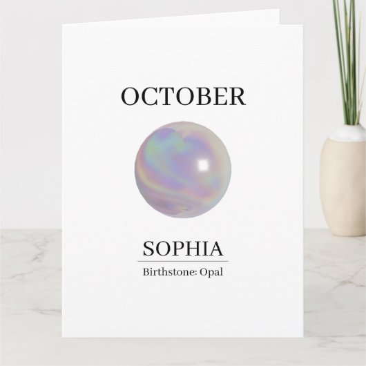 October Opal Personalized Birthday Card Kaart (Voorkant)