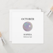 October Opal Personalized Birthday Card Kaart (Voorkant / Achterkant in situ)
