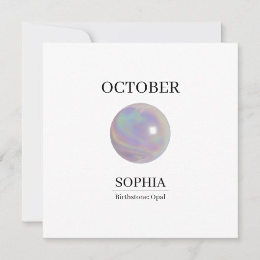 October Opal Personalized Birthday Card Kaart (Voorkant)