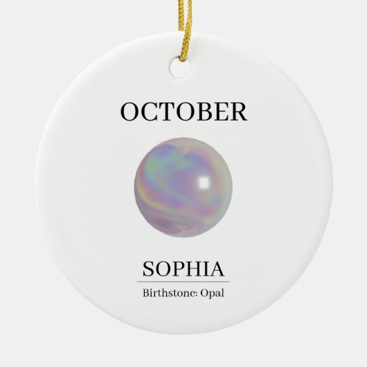October Opal Personalized Birthday Card Keramisch Ornament (Voorkant)