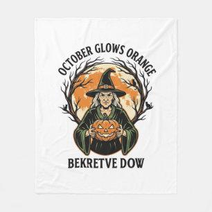 October Oranje T-shirt Vintage Heks Pompoen Bewust Fleece Deken