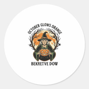 October Oranje T-shirt Vintage Hekspomp Bewustzijn Ronde Sticker