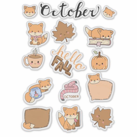 October Sticker Sheet - Forest Foxes & Fall Magic (Voorkant)