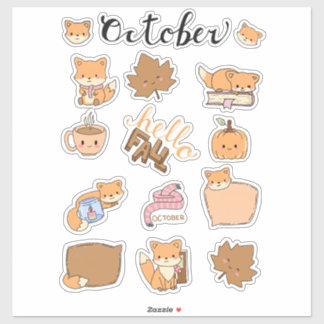 October stickerblad - Bosvossen en herfstmagie Sticker