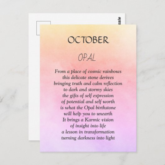October verjaardag geboortesteen Opal Briefkaart (Voorkant / Achterkant)