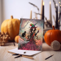 October Vlam Halloween Heks Zwarte Kat Kunst