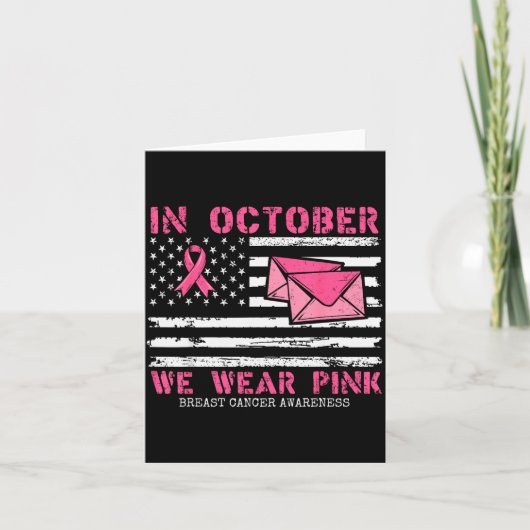 October We Wear Nk Breast Cancer Awareness Stal Wo Kaart (Voorkant)