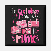 October We Wear Nk Breast Cancer Awareness Stal Wo Magneet (Voorkant)