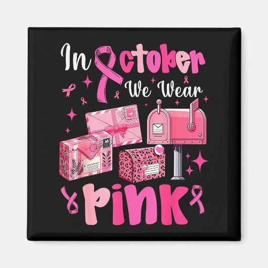 October We Wear Nk Breast Cancer Awareness Stal Wo Magneet (Voorkant)