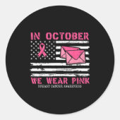 October We Wear Nk Breast Cancer Awareness Stal Wo Ronde Sticker (Voorkant)