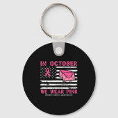 October We Wear Nk Breast Cancer Awareness Stal Wo Sleutelhanger (Voorkant)