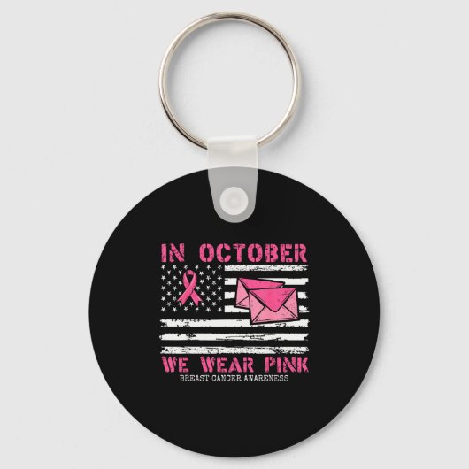 October We Wear Nk Breast Cancer Awareness Stal Wo Sleutelhanger (Voorkant)