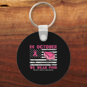 October We Wear Nk Breast Cancer Awareness Stal Wo Sleutelhanger (Voorkant)