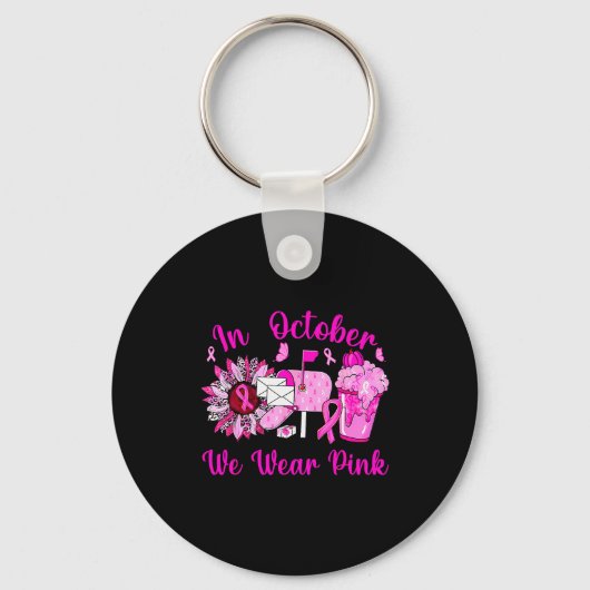 October We Wear Nk Breast Cancer Awareness Stal Wo Sleutelhanger (Voorkant)