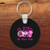 October We Wear Nk Breast Cancer Awareness Stal Wo Sleutelhanger (Voorkant)