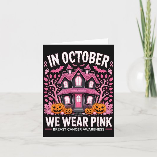 October We Wear Nk Breast Cancer Halloween Men Wom Kaart (Voorkant)