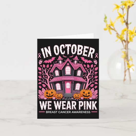 October We Wear Nk Breast Cancer Halloween Men Wom Kaart (Gele Bloem)