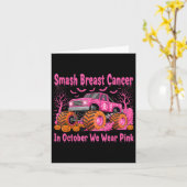 October We Wear Nk Monster Truck Halloween Breast  Kaart (Gele Bloem)