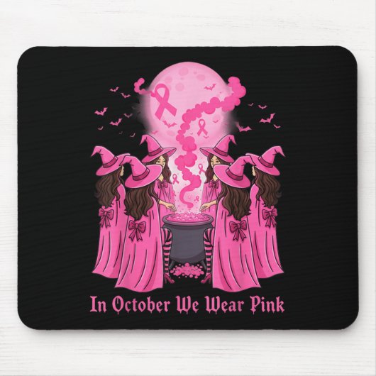 October We Wear Nk Witch Halloween Breast Cancer A Muismat (Voorkant)