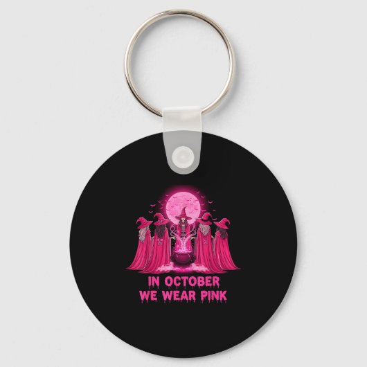 October We Wear Nk Witch Halloween Breast Cancer A Sleutelhanger (Voorkant)