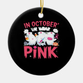 October We Wear Pink Nurse Breast Cancer Awareness Keramisch Ornament (Voorkant)
