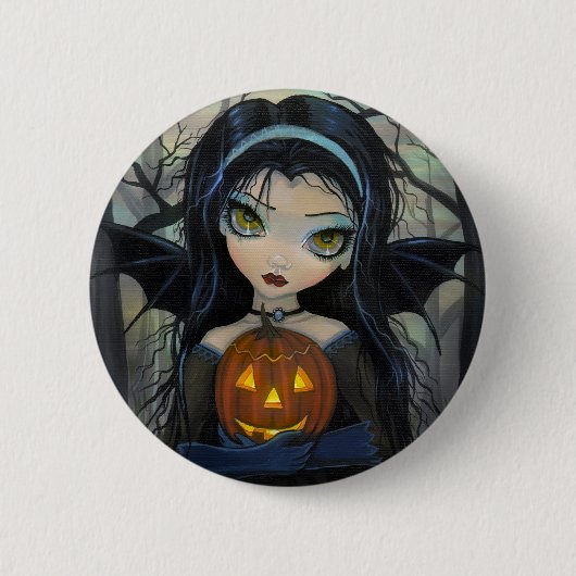 October Woods Vampier Grote-Ogen Halloween Knop Ronde Button 5,7 Cm (Voorkant)