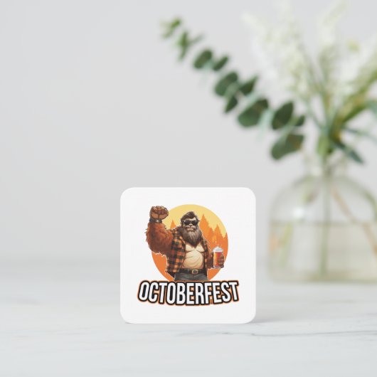 Octoberfest Bigfoot Vierkante Visitekaartje (Staand voorkant)