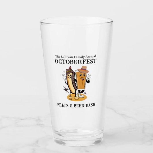 Octoberfest Brats and Beer Herfst Party Retro Glas (Voorkant)