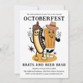 Octoberfest Brats and Beer Herfst Party Retro Kaart (Voorkant)
