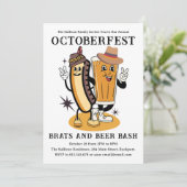 Octoberfest Brats and Beer Herfst Party Retro Kaart (Staand voorkant)