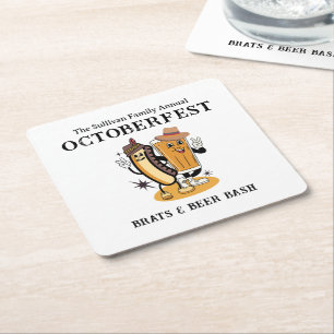 Octoberfest Brats and Beer Herfst Party Retro Kartonnen Onderzetters