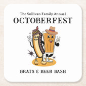 Octoberfest Brats and Beer Herfst Party Retro Kartonnen Onderzetters (Voorkant)