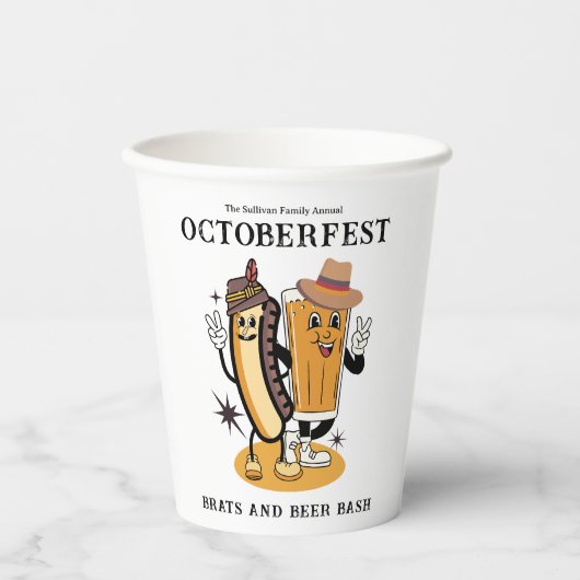 Octoberfest Brats and Beer Herfst Party Retro Papieren Bekers (Voorkant)