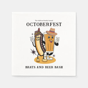 Octoberfest Brats and Beer Herfst Party Retro Servet