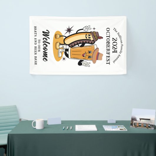 Octoberfest Brats and Beer Herfst Party Retro Spandoek (Beurs)