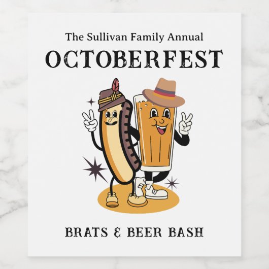 Octoberfest Brats and Beer Herfst Party Retro Wijn Etiket (Enkel label)