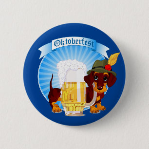 Octoberfest Wiener Dog Ronde Button 5,7 Cm