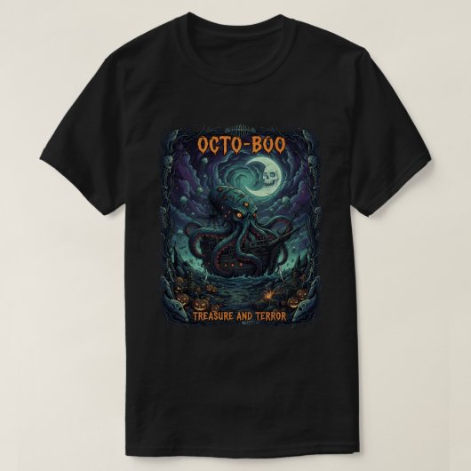 OctoBoo T-shirt Spooky Kraken Halloween (Design voorkant)