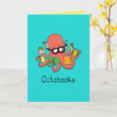 Octobooks - Octopus Reading Books Wenskaart Kaart (Gele Bloem)
