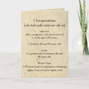 Octogenarian Dictionary Betekenis Happy 80th Kaart