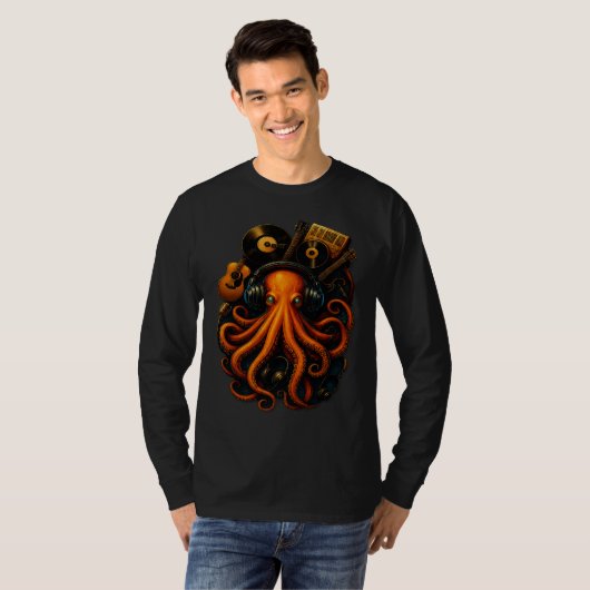 OctoGlow – Vintage Steampunk Octopus Lange Mouwen T-shirt (Voorkant volledig)