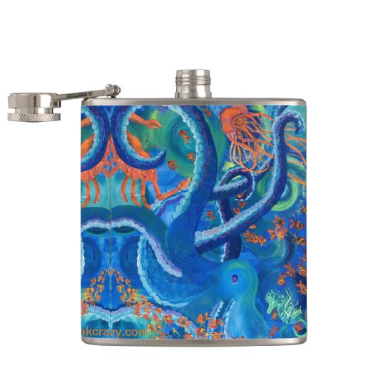 Octopacifica Vinyl gewikkelde kolf Heupfles (Geopend)