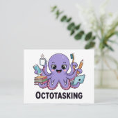 Octopasken in multitaskmodus briefkaart (Staand voorkant)